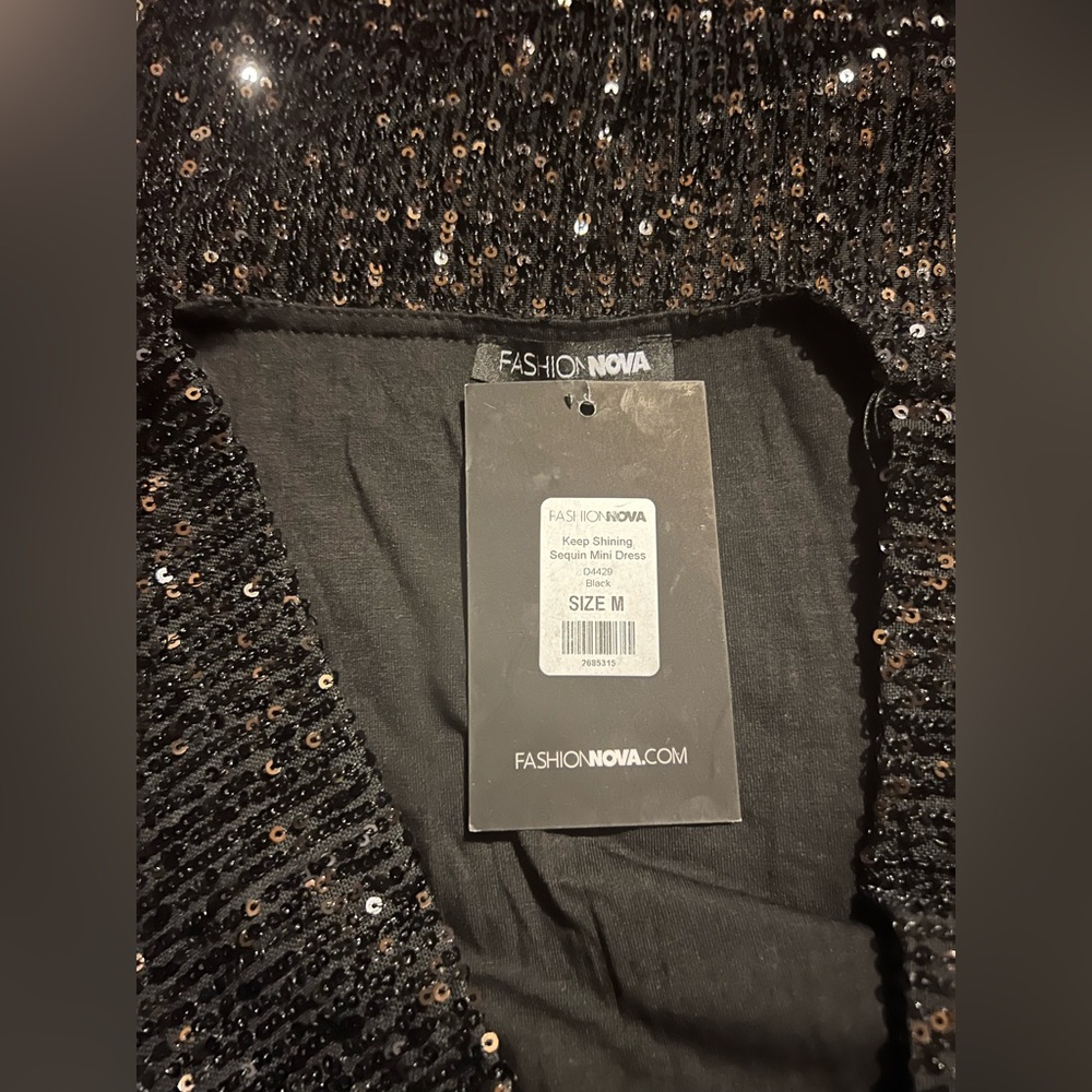 FASHION NOVA Keep Shining Sequin Mini Dress Black NWT - Picture 4 of 5